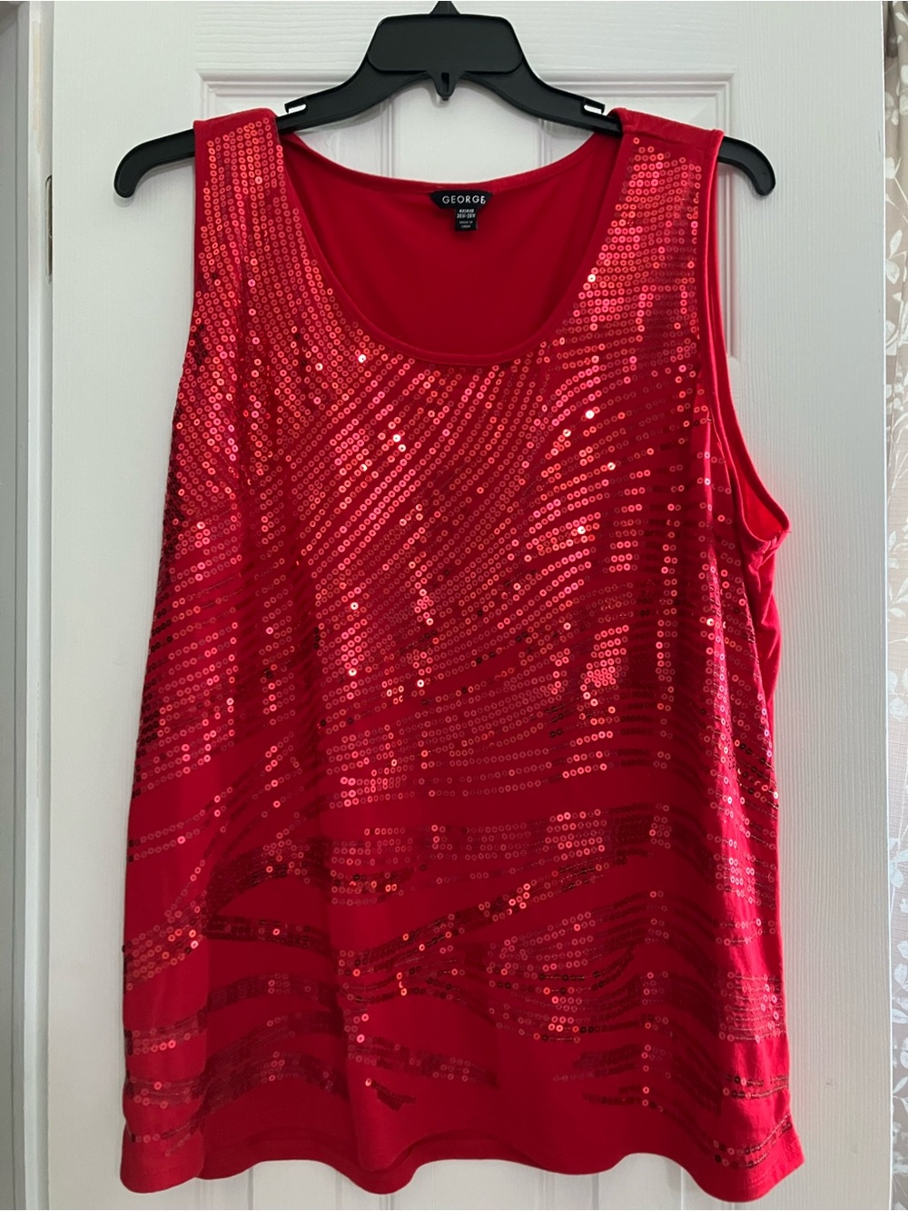 George Red Sequin Tank Top